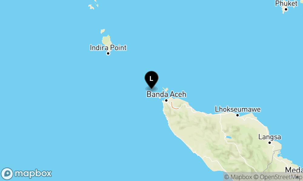 Pusat gempa berada di laut 43 km barat daya Kota Sabang