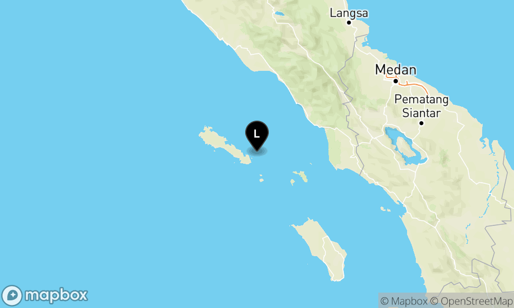 Pusat gempa berada di laut 23 km Timur Laut Sinabang