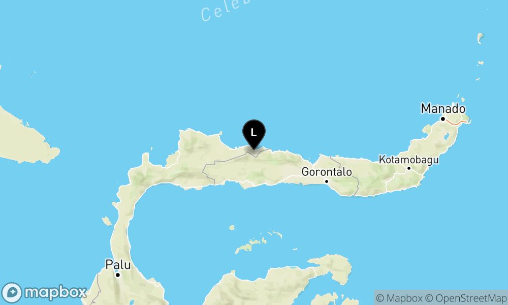 57 km TimurLaut POHUWATO-GORONTALO