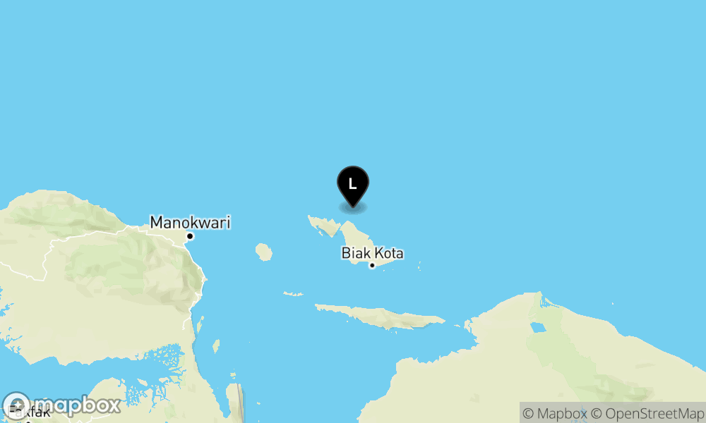 Pusat gempa berada di laut 22 km Timur Laut Supiori