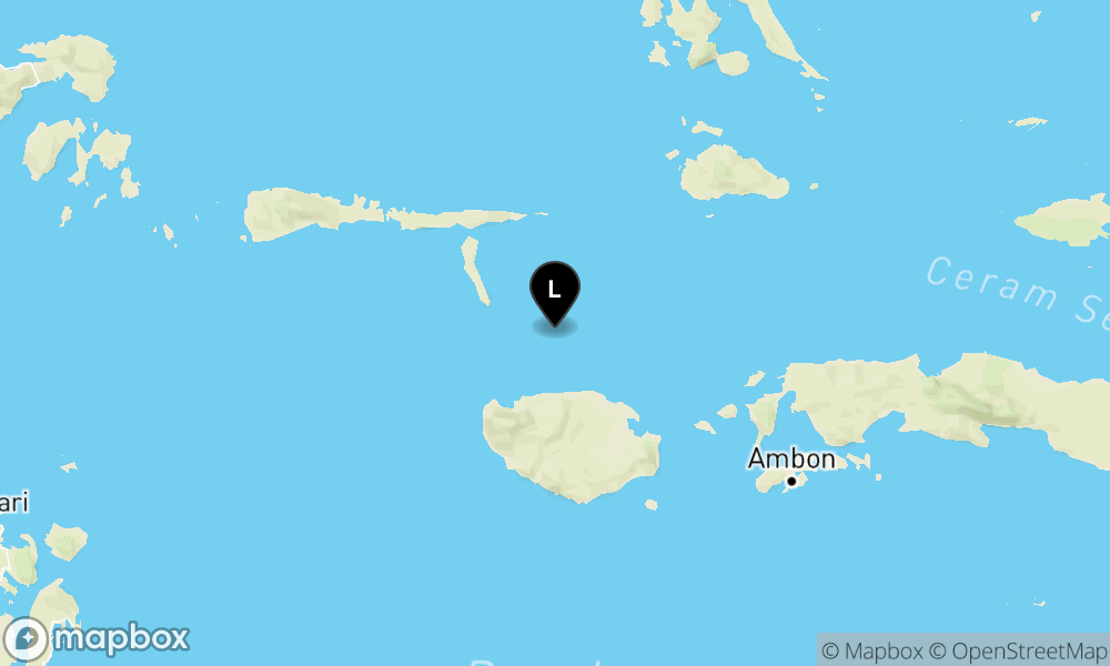 Pusat gempa berada di laut 90 km arah Tenggara Sanana, Buru, Tenggara Sanana