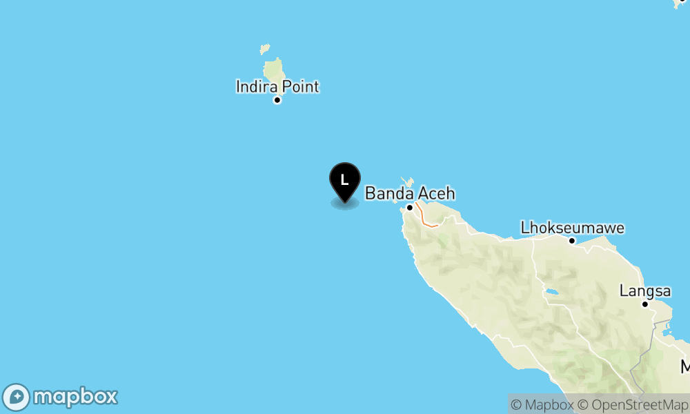 Pusat gempa berada di laut 88 km BaratDaya Kota Sabang