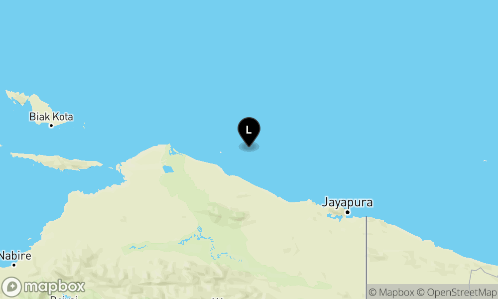 56 km TimurLaut SARMI-PAPUA