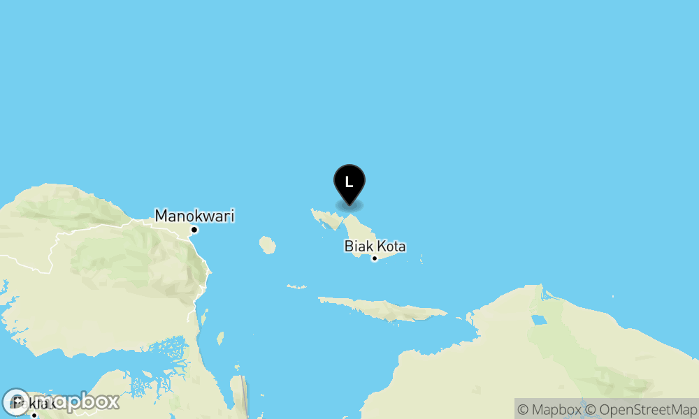 Pusat gempa berada di darat 13 km Timur Laut Supiori