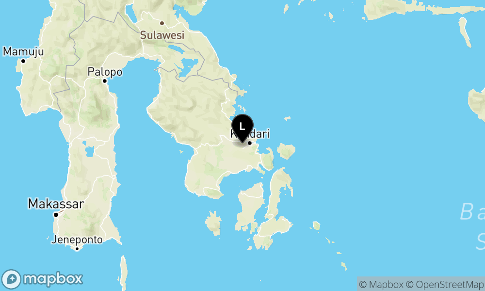 Pusat gempa berada di darat 3 km Timur Laut Ranomeeto Barat, Kab. Konawe Selatan