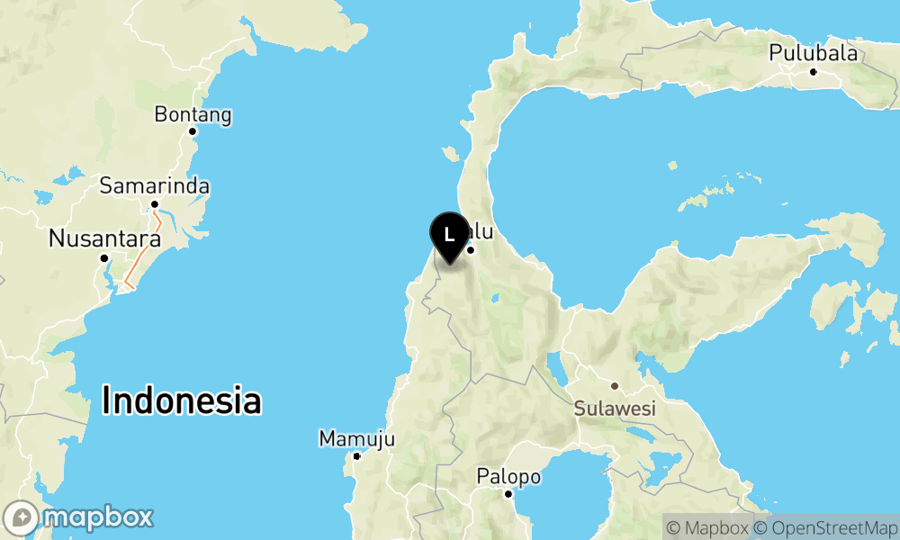 Pusat gempa berada di darat 28 km baratdaya Palu