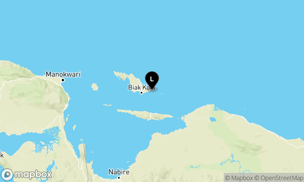 Pusat gempa berada di laut 29 km timur laut Biak