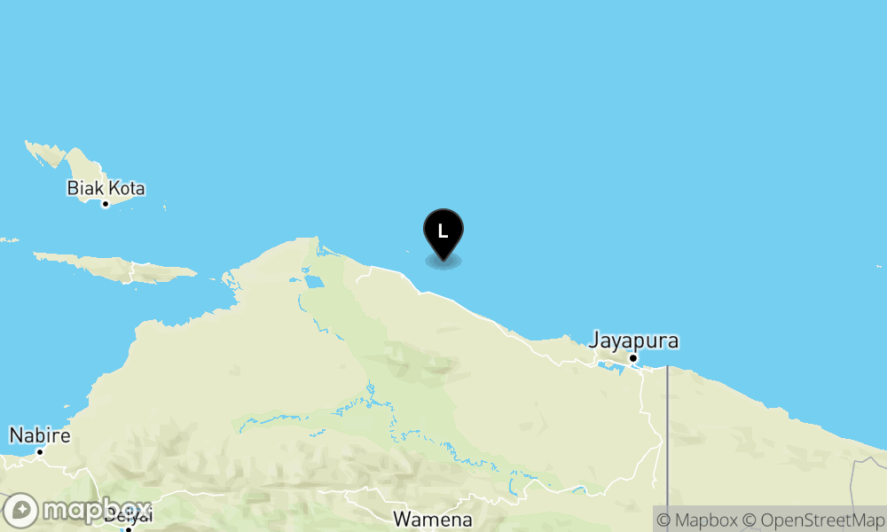 Pusat gempa berada di laut 35 km timur laut Sarmi