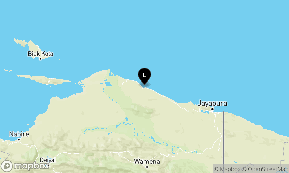 Pusat gempa berada di laut 15 km tenggara Sarmi