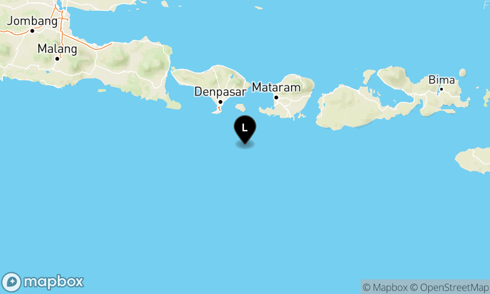 Pusat gempa berada di laut 75 km tenggara Kuta Selatan