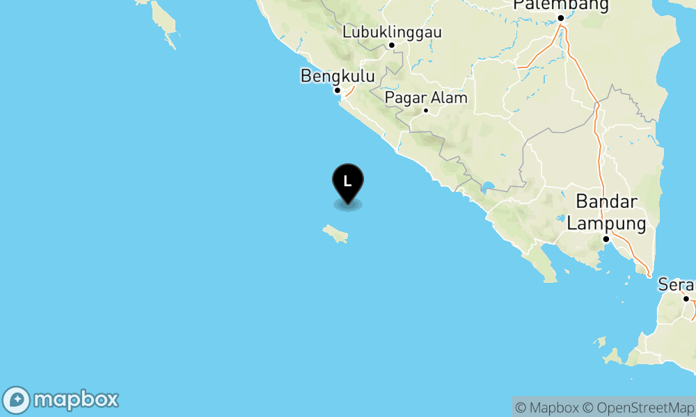 Peta Gempa Pusat gempa berada di laut 28 km timur laut Enggano