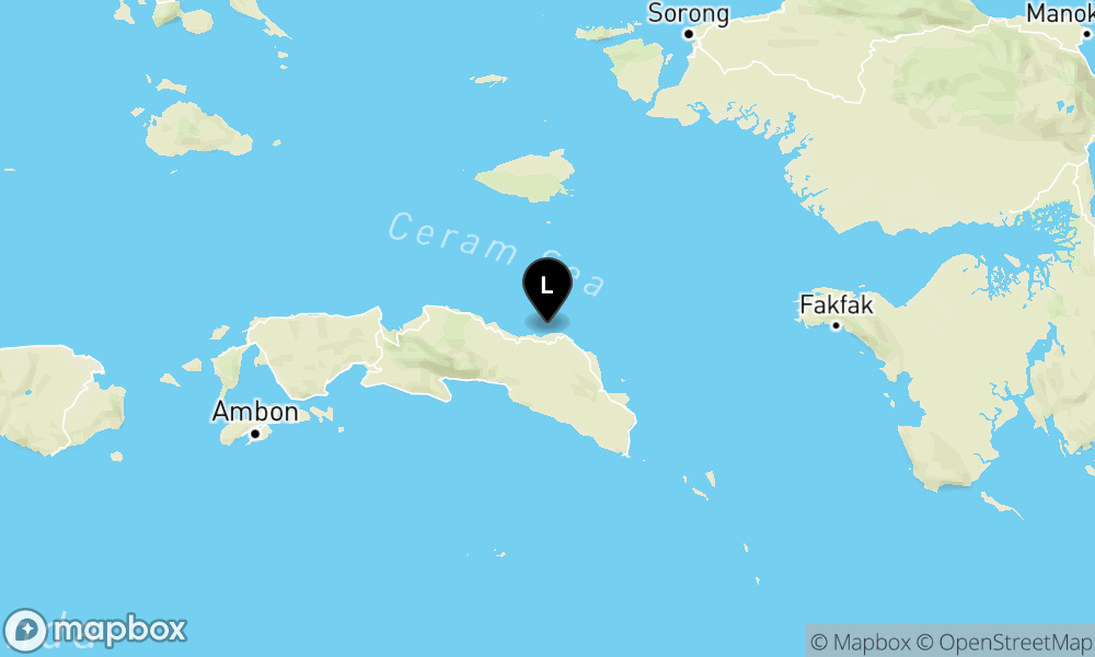Peta Gempa Pusat gempa berada di laut 31 km Barat Laut Seram Bagian Timur