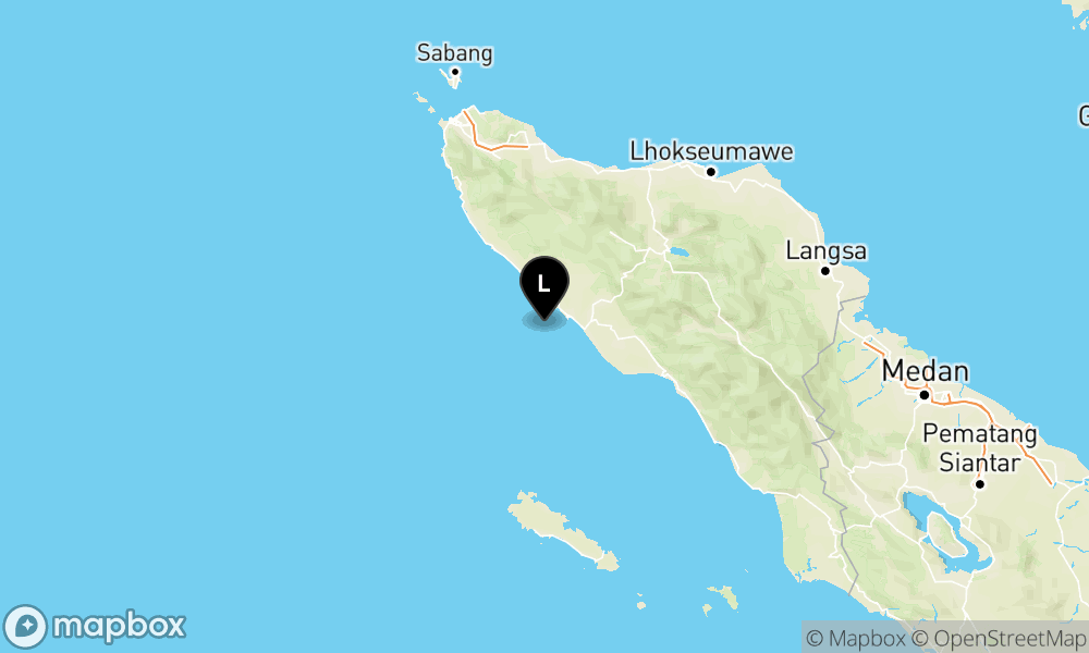 Peta Gempa Pusat gempa berada di laut 20 km Barat Meulaboh