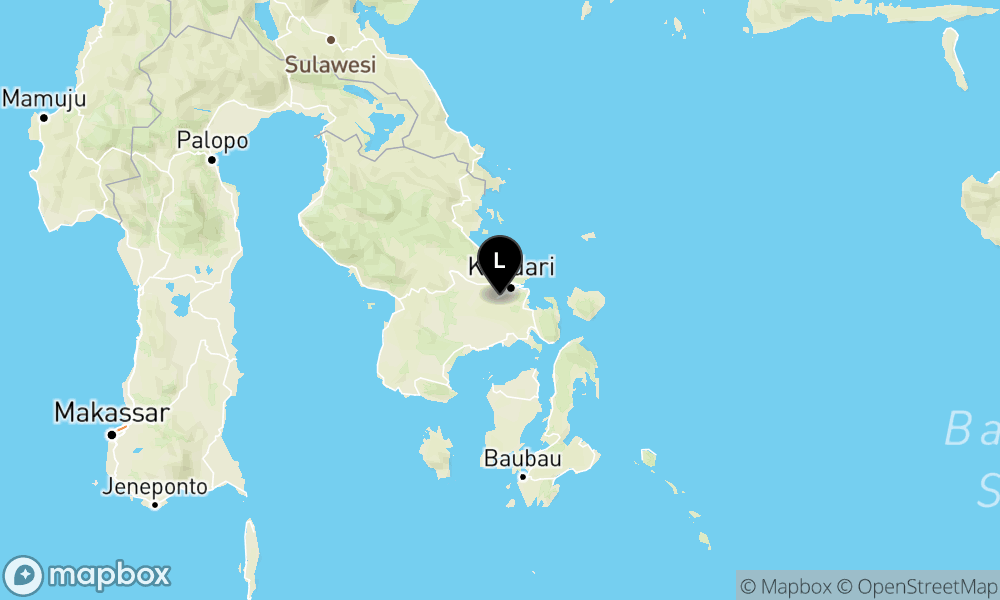 Peta Gempa Pusat gempa berada di darat 38 km timur laut Konawe Selatan