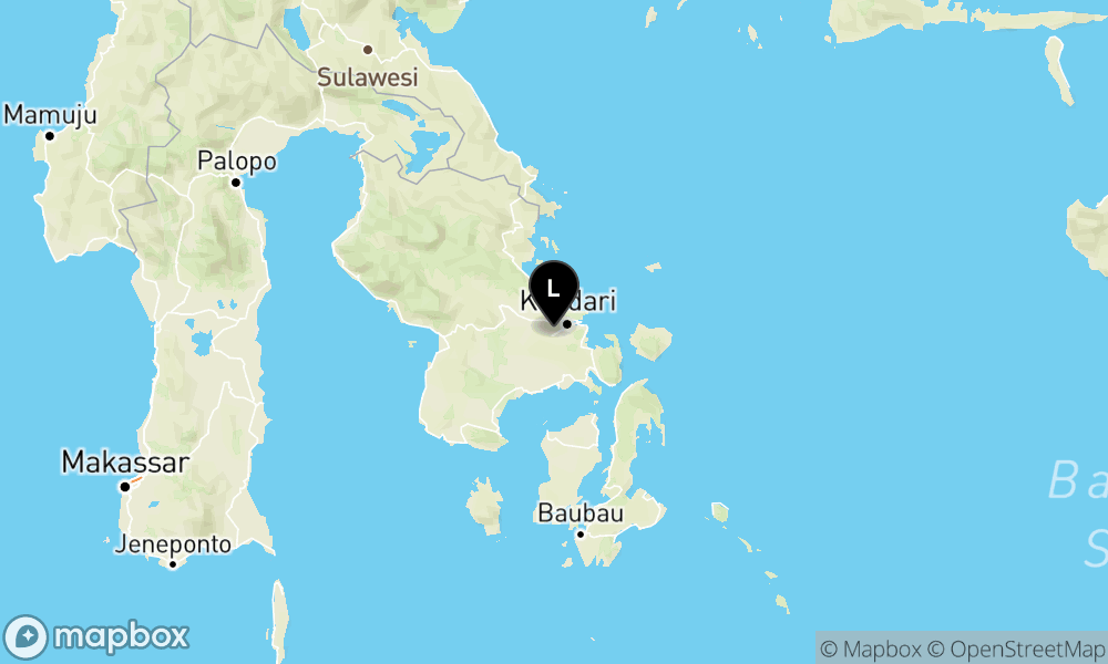 Peta Gempa Pusat gempa berada di darat 41 km timur laut Konawe Selatan