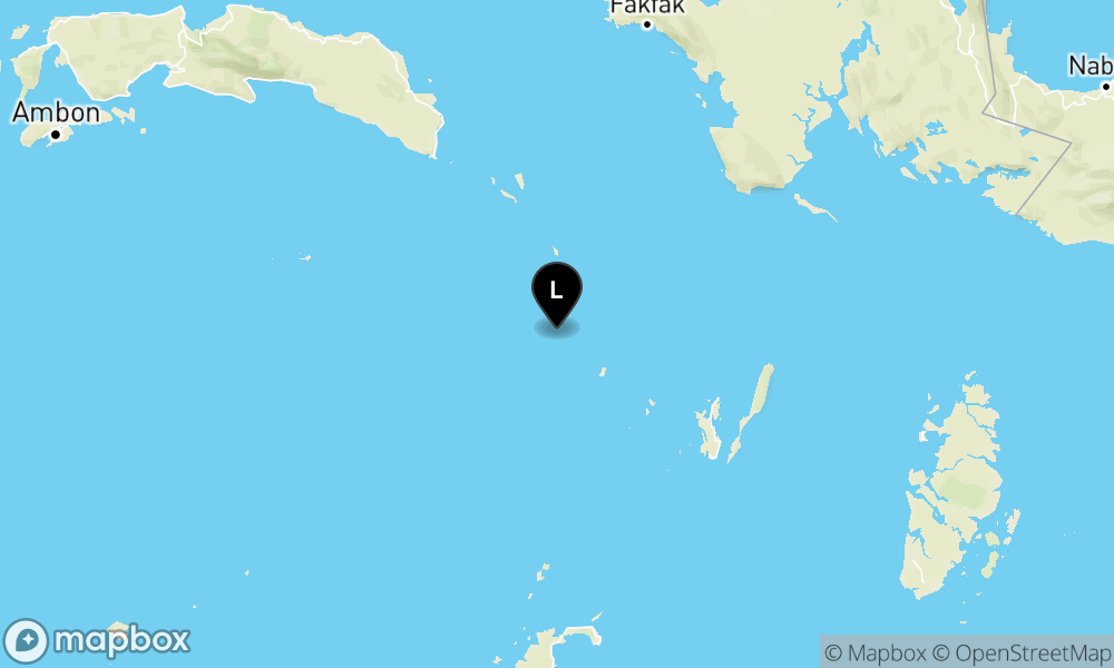 Peta Gempa 134 km BaratLaut TUAL-MALUKU
