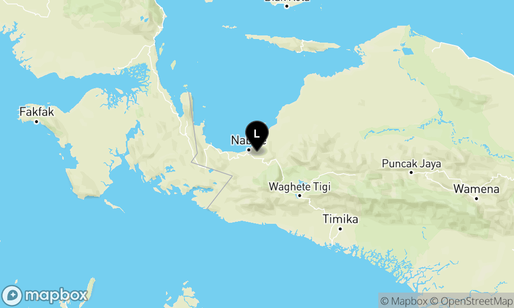 Peta Gempa Pusat gempa berada di darat 15 km tenggara Nabire