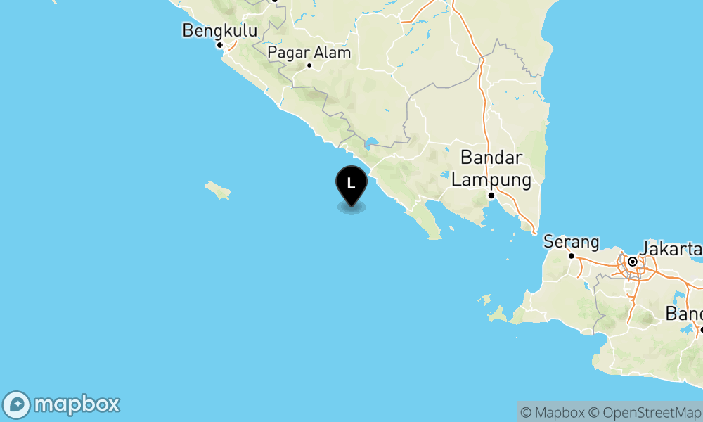 Peta Gempa Pusat gempa berada di laut 54 km barat daya Pesisir Barat