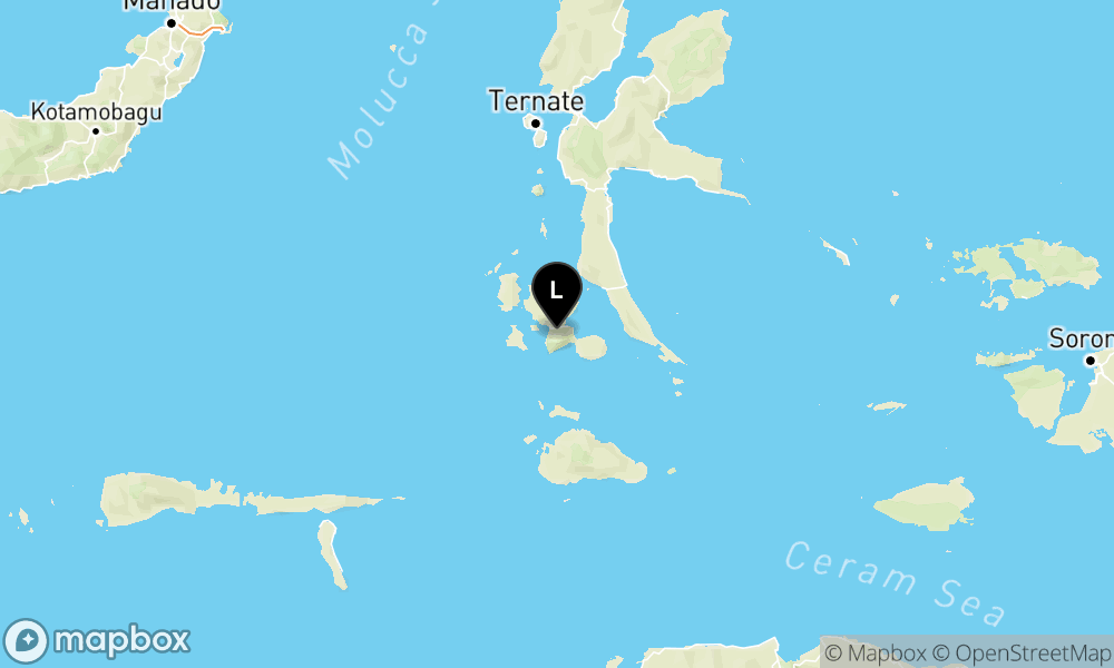 Peta Gempa Pusat gempa berada di darat 5 km tenggara Labuha