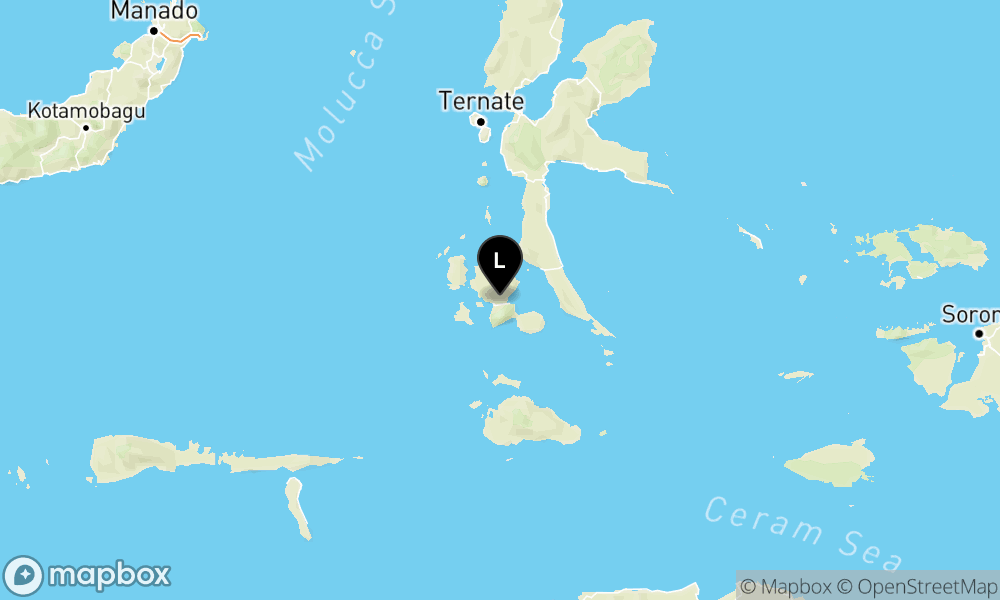 Peta Gempa Pusat gempa berada di darat 6 km timur laut Labuha, Halmahera Selatan