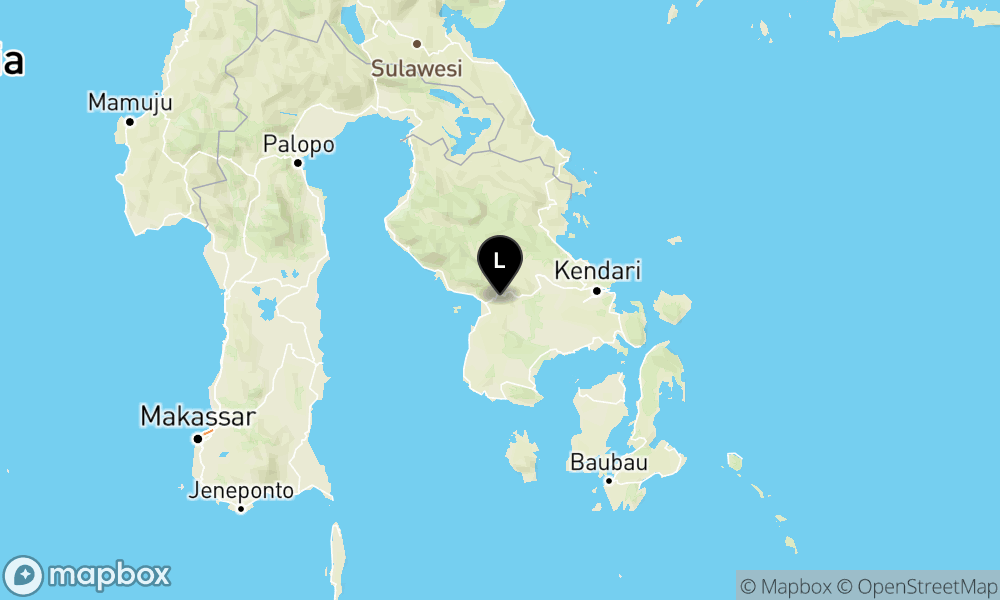 Peta Gempa Pusat gempa berada di darat 18 km Timur Kolaka