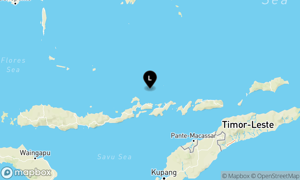 Peta Gempa Pusat gempa berada di laut 55 km timurlaut Larantuka