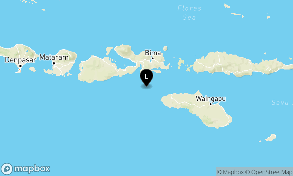 Peta Gempa Pusat gempa berada di laut 62 km Barat Laut Kodi - Sumba Barat Daya