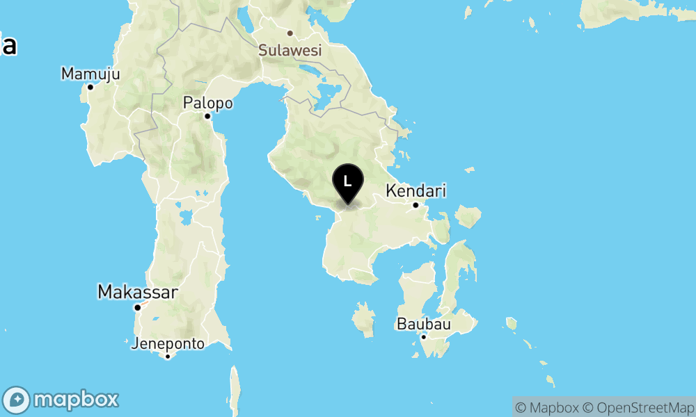 Peta Gempa Pusat gempa berada di darat 18 km barat Kolaka Timur
