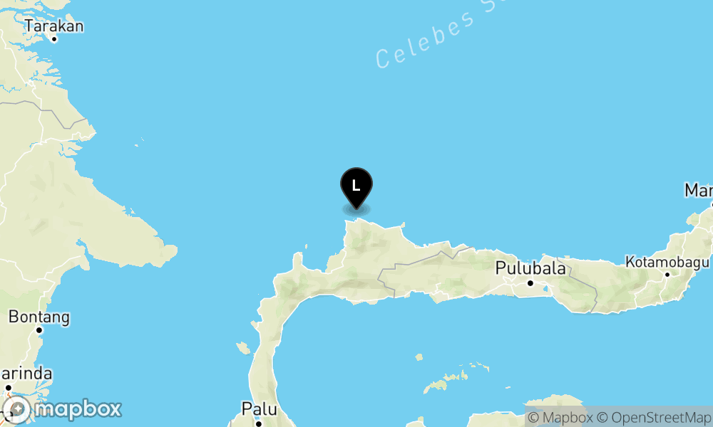 Peta Gempa Pusat gempa berada di laut 61 km Utara Toli-toli