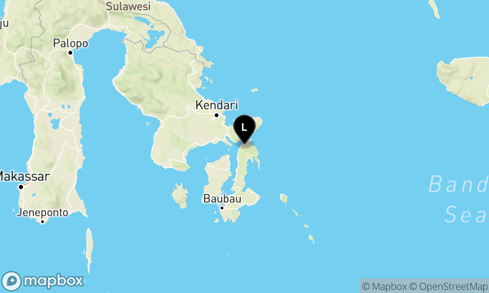 Peta Gempa Pusat gempa berada di darat 37 km barat laut Buton Utara
