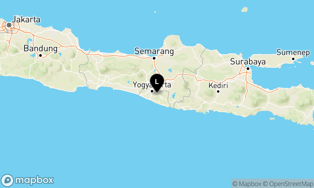 Peta Gempa Pusat gempa berada di darat 16 km timur Bantul