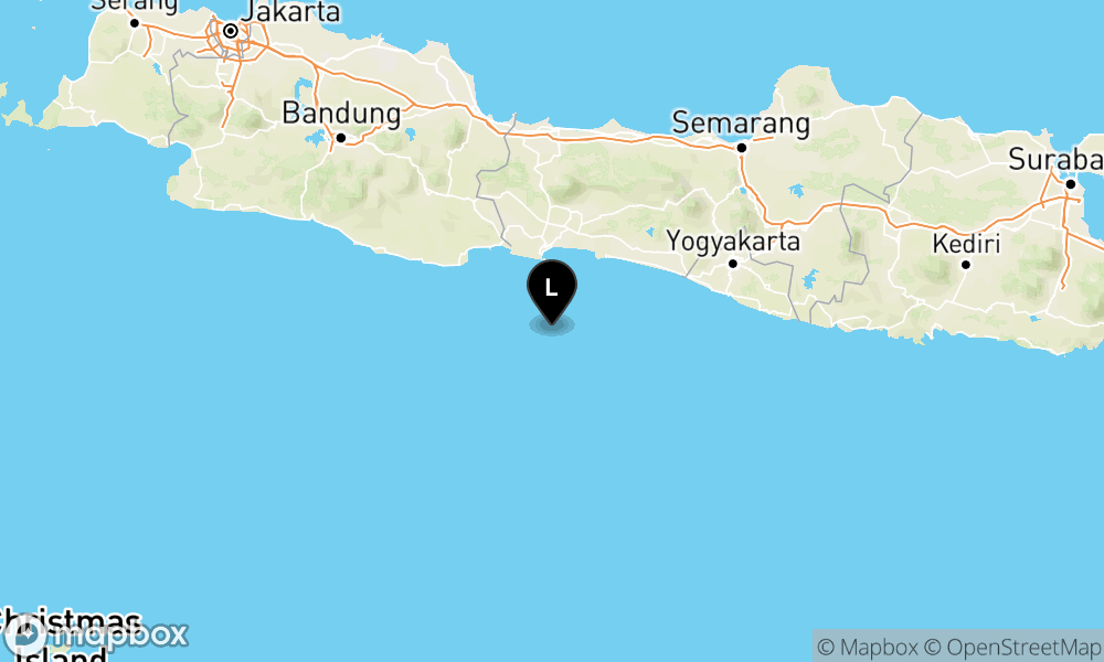 Peta Gempa Pusat gempa berada di laut 61 km selatan Cilacap