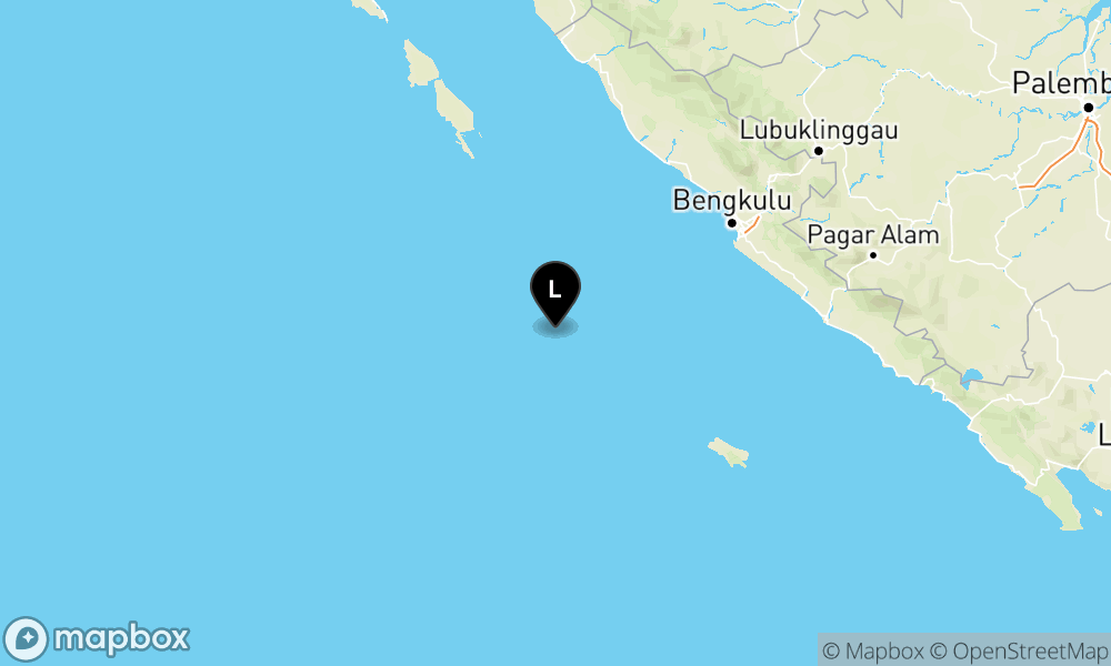 Peta Gempa Pusat gempa berada di laut 163 km barat laut Enggano