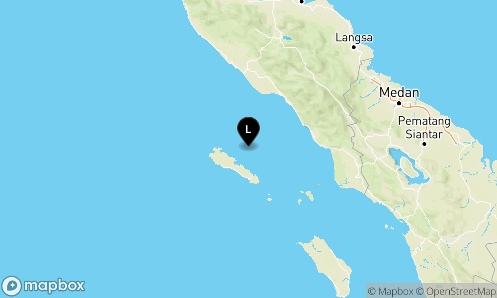 Peta Gempa Pusat gempa berada di laut 46 km Utara Sinabang