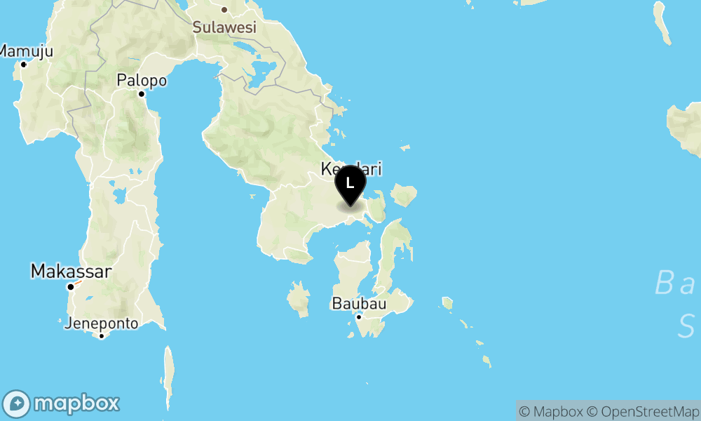 Peta Gempa Pusat gempa berada di darat 35 km timur Konawe Selatan