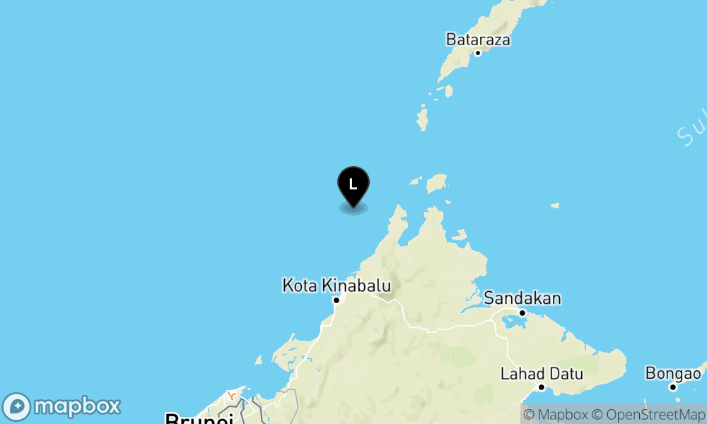 Peta Gempa Pusat gempa berada di laut 109 km Timur Laut Kota Kinabalu