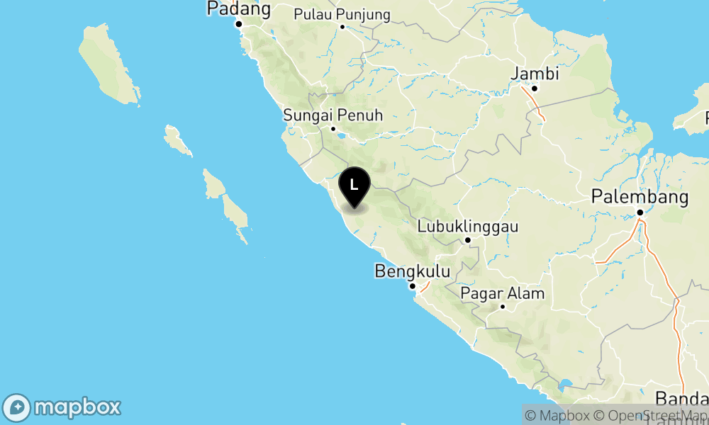 Peta Gempa Pusat gempa berada di darat 64 km Barat Lebong