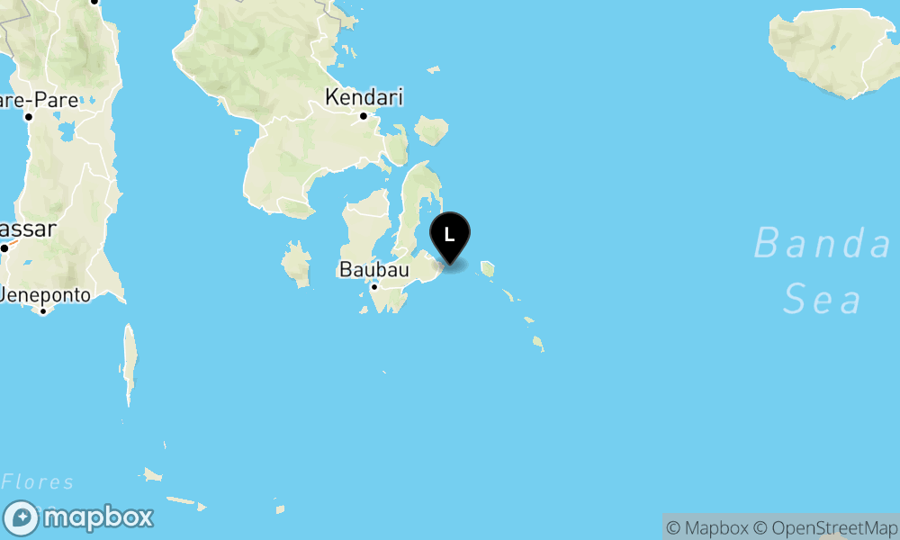 Peta Gempa Pusat gempa berada di laut 31 km barat Wakatobi