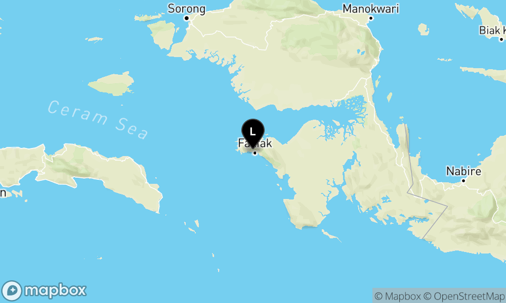 Peta Gempa Pusat gempa berada di darat 4 km BaratLaut Fakfak
