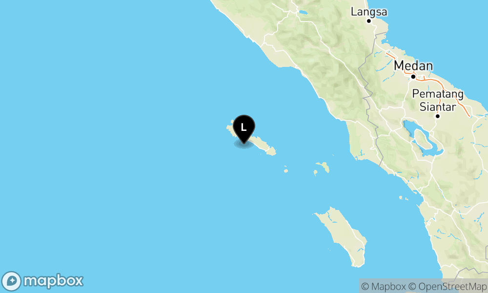 Peta Gempa Pusat gempa berada di laut 43 km barat Sinabang