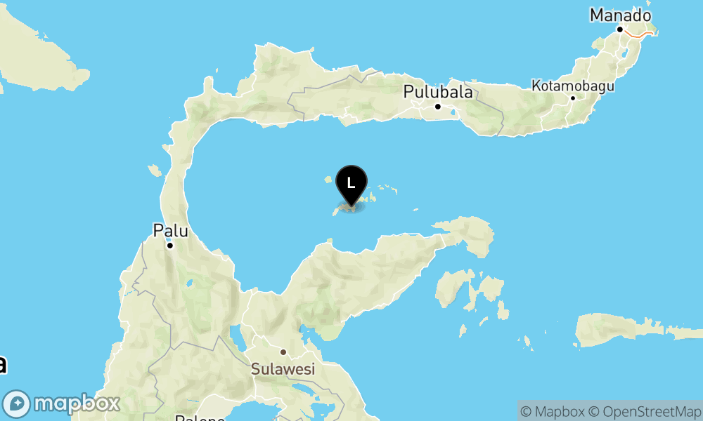 Peta Gempa Pusat gempa berada di laut 75 km timur laut Tojo Una-Una