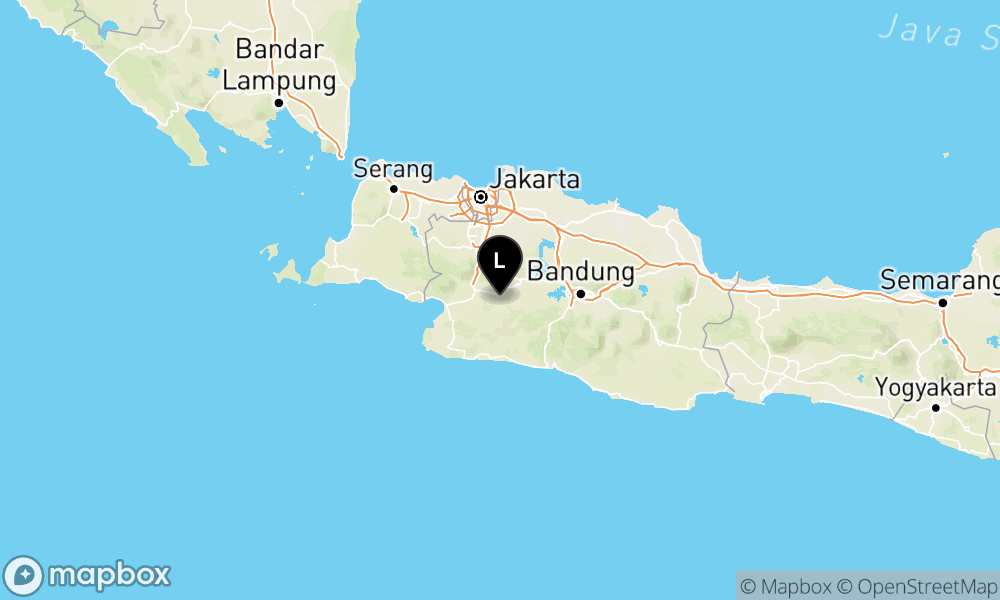 Peta Gempa Pusat gempa berada di darat 8 km tenggara Kota Sukabumi