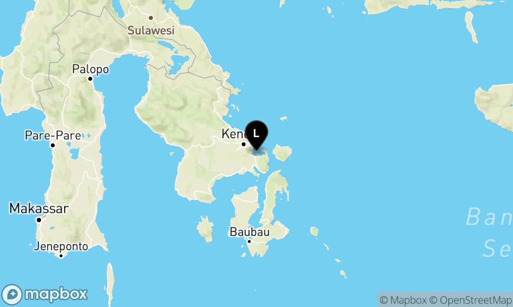 Peta Gempa Pusat gempa berada di darat 29 km tenggara Kendari