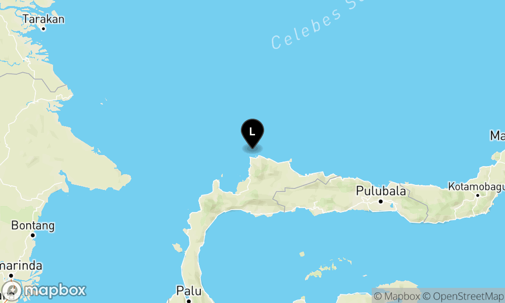 Peta Gempa Pusat gempa berada di laut 60 km utara Toli-Toli