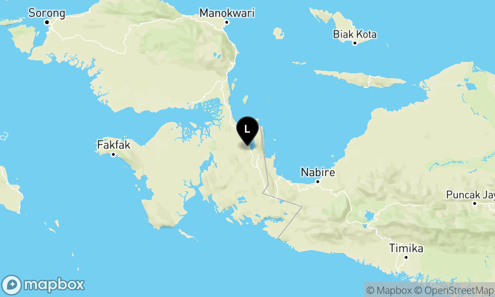 Peta Gempa Pusat gempa berada di darat 18 km Barat Daya Teluk Wondama