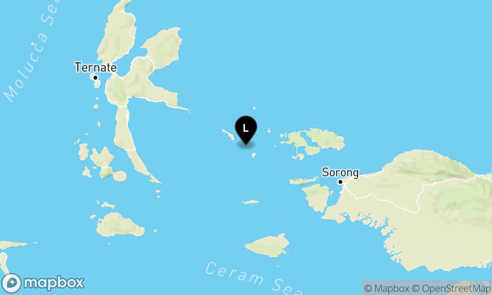 Peta Gempa Pusat gempa berada di laut 119 km barat laut Raja Ampat