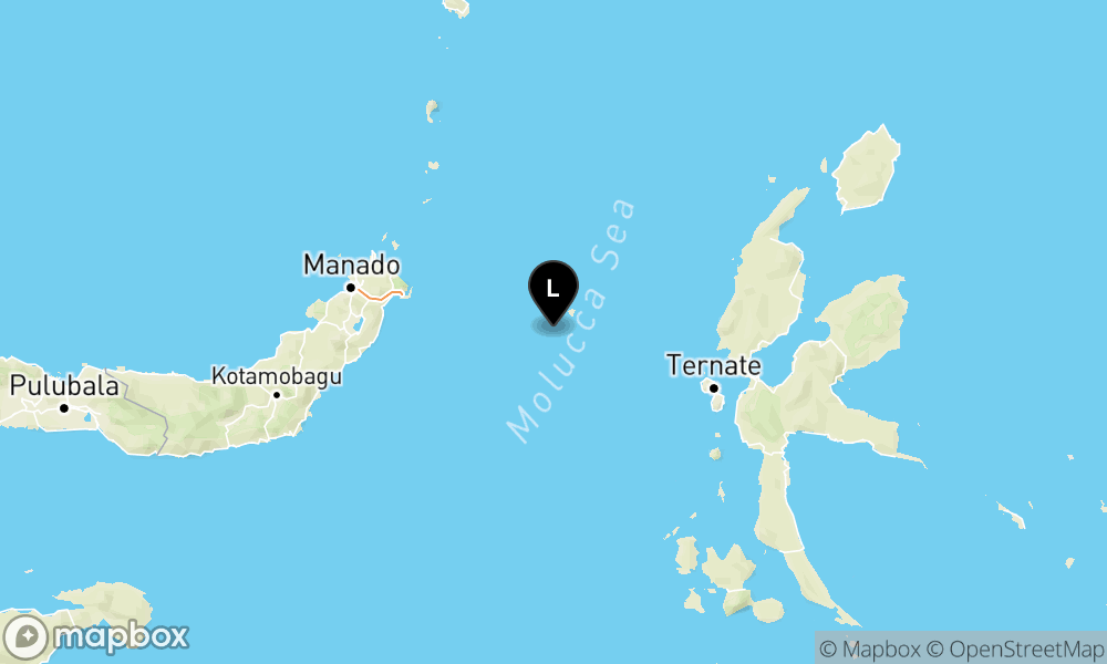 Peta Gempa Pusat gempa berada di laut 130 km timur Bitung