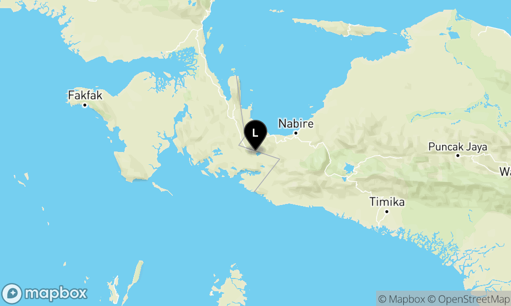 Peta Gempa Pusat gempa berada di darat 75 km barat daya Nabire