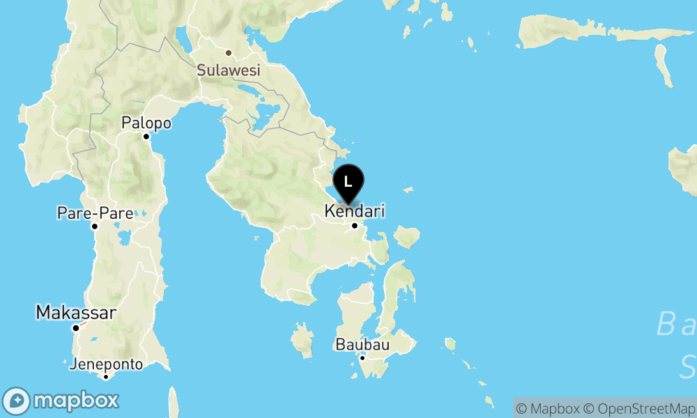 Peta Gempa Pusat gempa berada di darat 19 km utara Kendari
