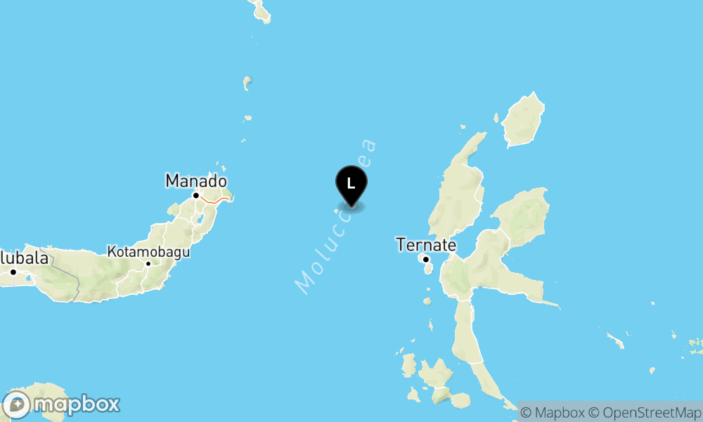 Peta Gempa Pusat gempa berada di laut 105 km Barat Laut Jailolo